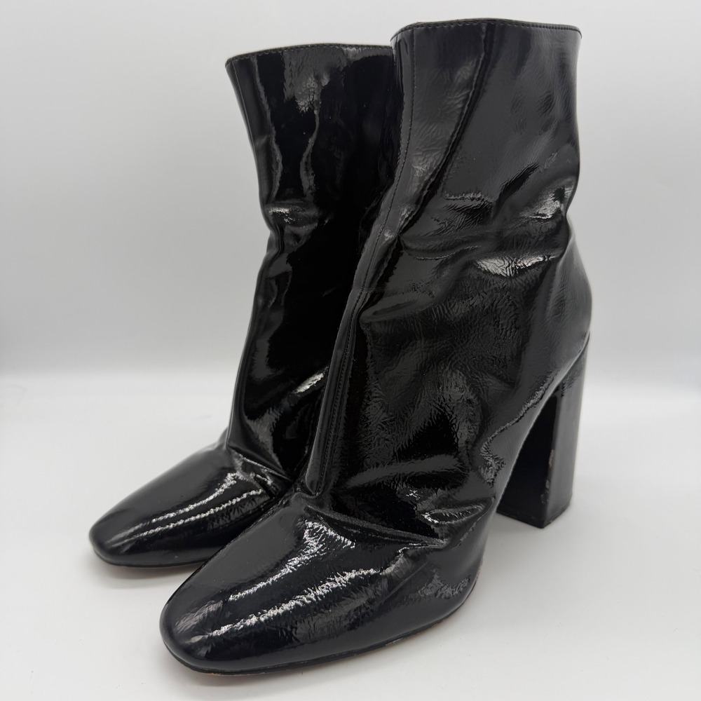 Jessica Simpson Women Black Patent Block Heel Ankle Boots Size 9M